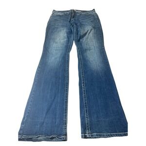 Zenim Denim Womens Size 12 Mid-Low Flare Jeans 32 Rhinestone Embroidered Pockets